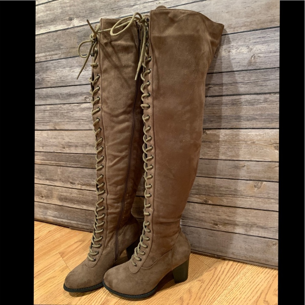 Top Moda brown thigh high boots size 7.5